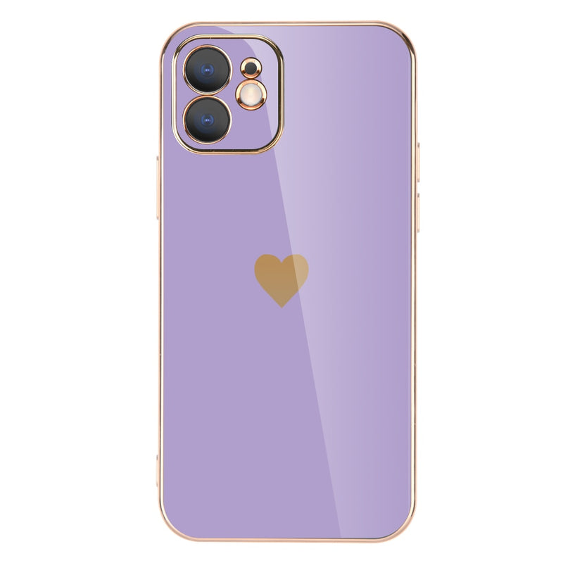 Heart Plating Square iPhone Case - HoHo Cases For iPhone12 Pro Max / Purple