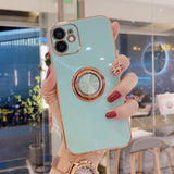 Gold Plated iPhone Case with Ring Holder - HoHo Cases For iPhone 12 Mini / Mint Green