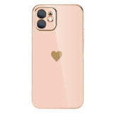 Heart Plating Square iPhone Case - HoHo Cases For iPhone12 Pro Max / Pink