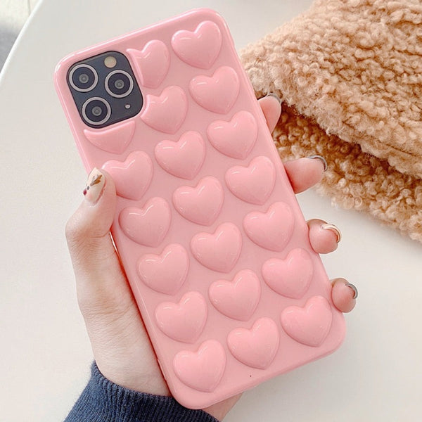 Heart Candy Silicone Bumper iPhone Case - HoHo Cases For iPhone 14 / Pink
