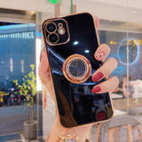 Gold Plated iPhone Case with Ring Holder - HoHo Cases For iPhone 12 Mini / Black