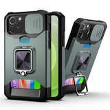 Ultra Armor iPhone Case with Ring and Card Slot - HoHo Cases For iPhone 12 / Green