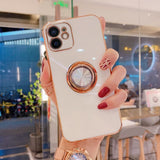 Gold Plated iPhone Case with Ring Holder - HoHo Cases For iPhone 12 Mini / White