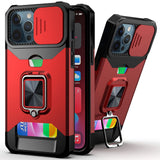 Heavy Duty Armor iPhone Case with Card Holder - HoHo Cases For iphone 11 / Red