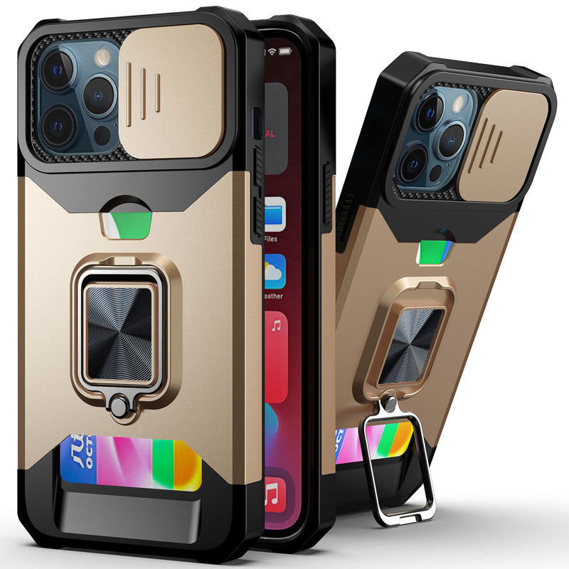 Heavy Duty Armor iPhone Case with Card Holder - HoHo Cases For iphone 11 / Gold