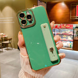 Luxury Plating Wrist Strap iPhone Case - HoHo Cases For iPhone 13 / Green