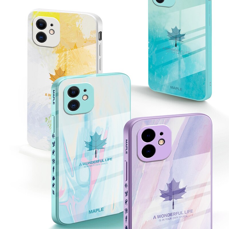 Ultra Thin Maple Leaf Glass iPhone Case - HoHo Cases