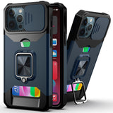 Heavy Duty Armor iPhone Case with Card Holder - HoHo Cases For iphone 11 / Blue