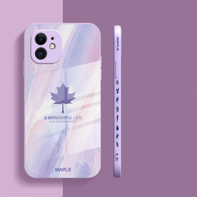 Ultra Thin Maple Leaf Glass iPhone Case - HoHo Cases