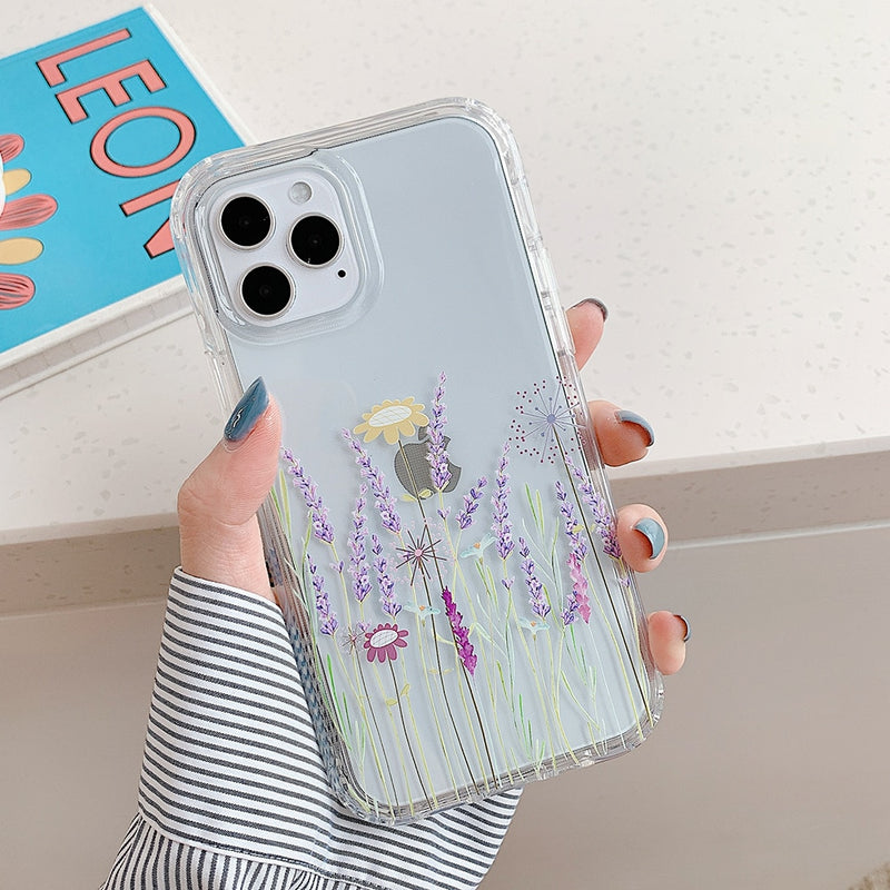 Cute Floral Transparent iPhone Case - HoHo Cases For iPhone 14 / b