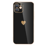 Heart Plating Square iPhone Case - HoHo Cases For iPhone12 Pro Max / Black
