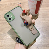 Matte Shockproof iPhone Case with Wristband Holder - HoHo Cases For iPhone 14 / Light Green