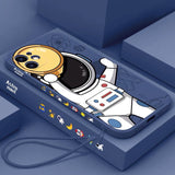 Funny Astronaut iPhone Case with Lanyard - HoHo Cases For iPhone 13 Mini / B