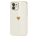 Heart Plating Square iPhone Case - HoHo Cases For iPhone12 Pro Max / White