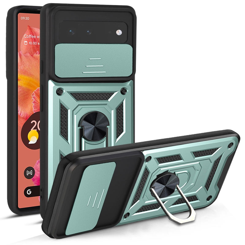 Armor Style Google Pixel Case with Ring Stand - HoHo Cases For Google Pixel 6 / Green