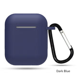 Candy Color Silicone Apple AirPods Case with Hooks - HoHo Cases Dark Blue