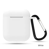 Candy Color Silicone Apple AirPods Case with Hooks - HoHo Cases White