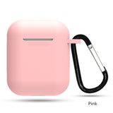 Candy Color Silicone Apple AirPods Case with Hooks - HoHo Cases Pink