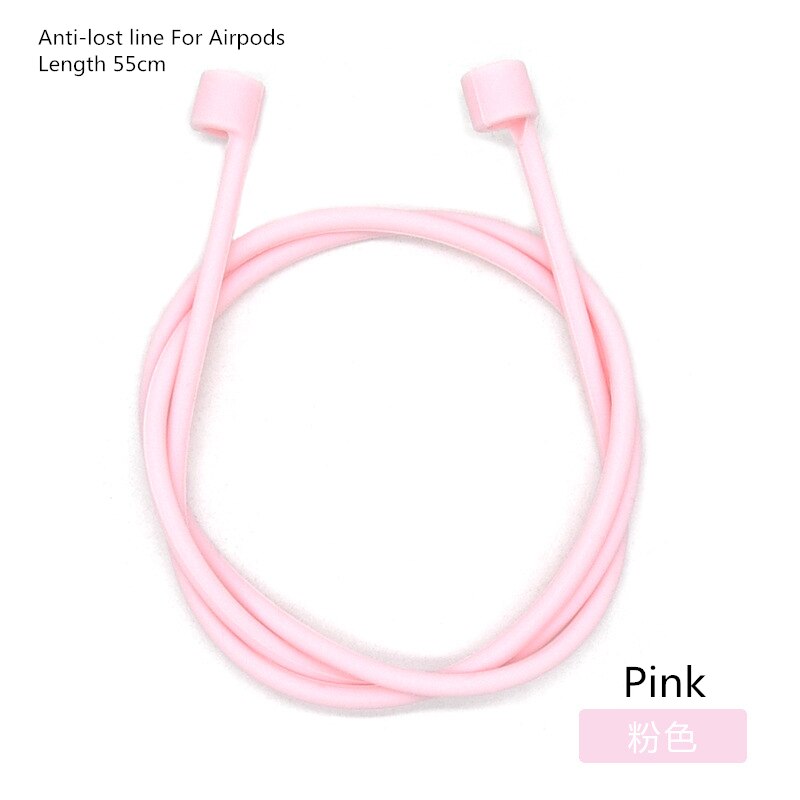 Candy Color Silicone Apple AirPods Case with Hooks - HoHo Cases Anti-Lost Line Pink