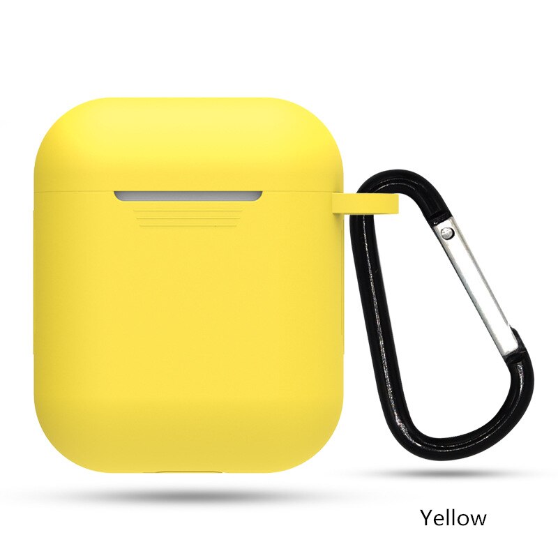 Candy Color Silicone Apple AirPods Case with Hooks - HoHo Cases Yellow