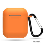 Candy Color Silicone Apple AirPods Case with Hooks - HoHo Cases Orange