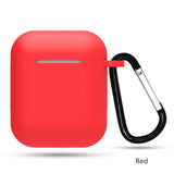 Candy Color Silicone Apple AirPods Case with Hooks - HoHo Cases Red