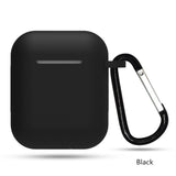 Candy Color Silicone Apple AirPods Case with Hooks - HoHo Cases Black