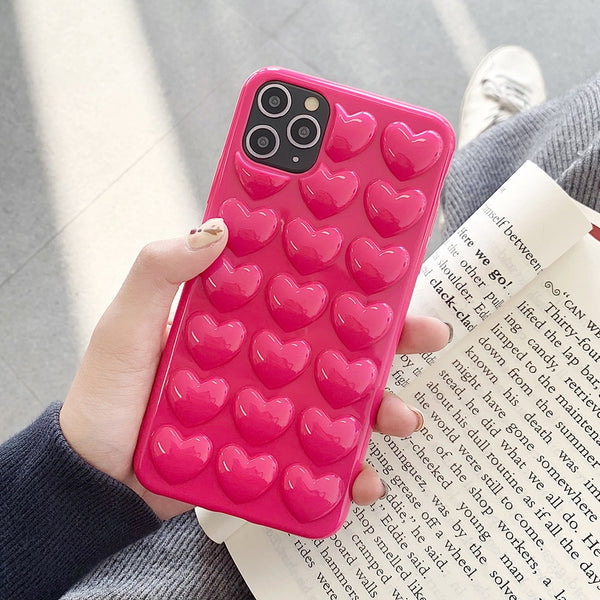 Heart Candy Silicone Bumper iPhone Case - HoHo Cases For iPhone 14 / Rose Red