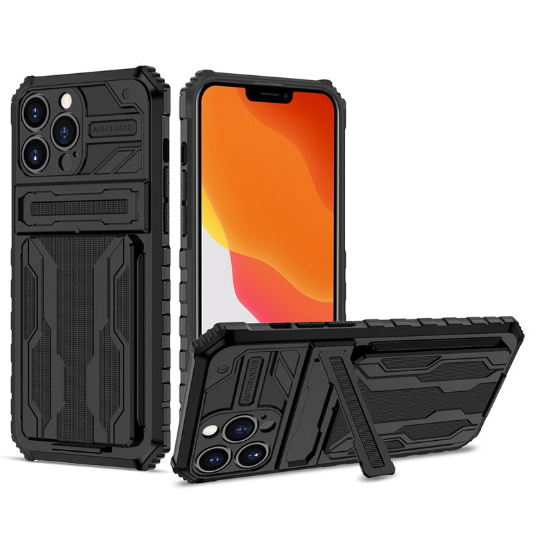Armor iPhone Case with Detachable Wallet - HoHo Cases iPhone 13 Pro Max / Black