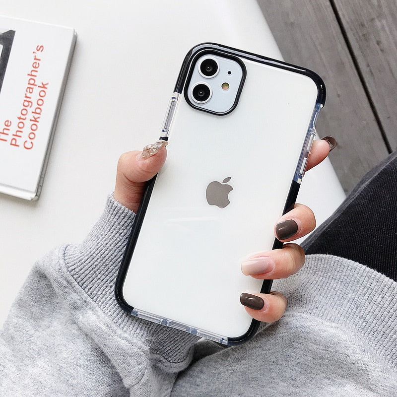 Classic Shockproof Transparent iPhone Case - HoHo Cases For iPhone 14 / Black