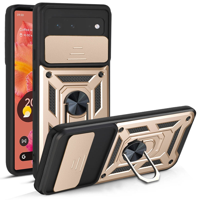 Armor Style Google Pixel Case with Ring Stand - HoHo Cases For Google Pixel 6 / Gold