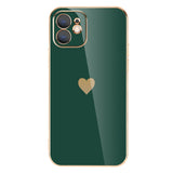 Heart Plating Square iPhone Case - HoHo Cases For iPhone12 Pro Max / Dark Green