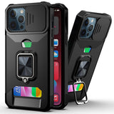 Heavy Duty Armor iPhone Case with Card Holder - HoHo Cases For iphone 11 / Black