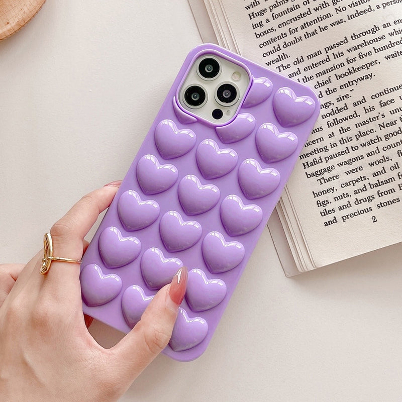 Heart Candy Silicone Bumper iPhone Case - HoHo Cases For iPhone 14 / Purple