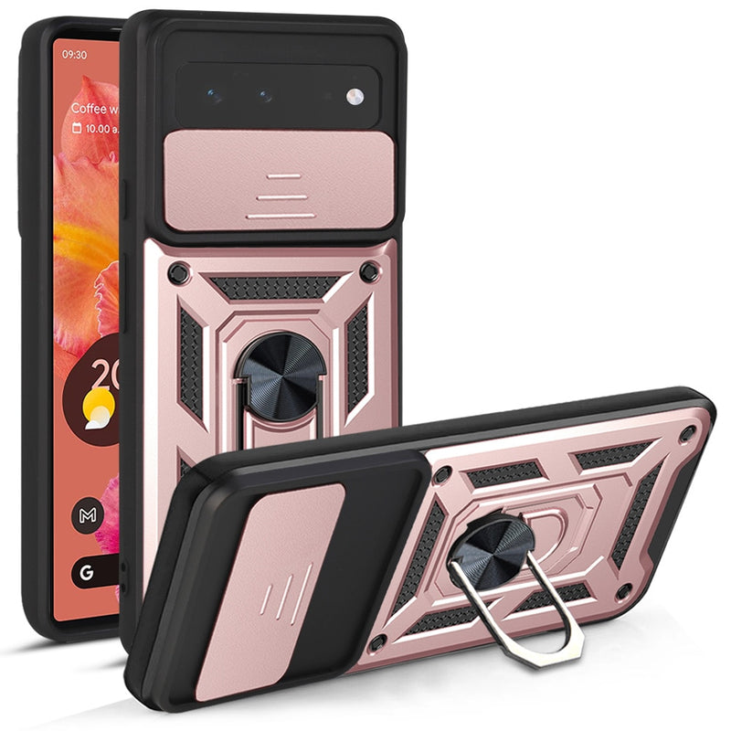 Armor Style Google Pixel Case with Ring Stand - HoHo Cases For Google Pixel 6 / Rose Gold