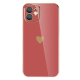 Heart Plating Square iPhone Case - HoHo Cases For iPhone12 Pro Max / Red