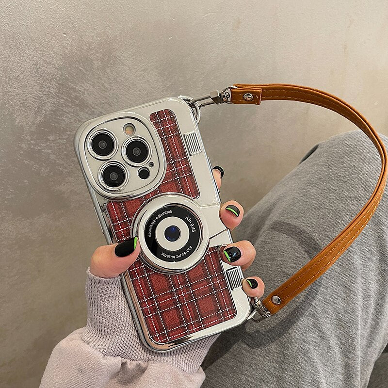 Vintage Plaid Camera Handbag iPhone Case - HoHo Cases