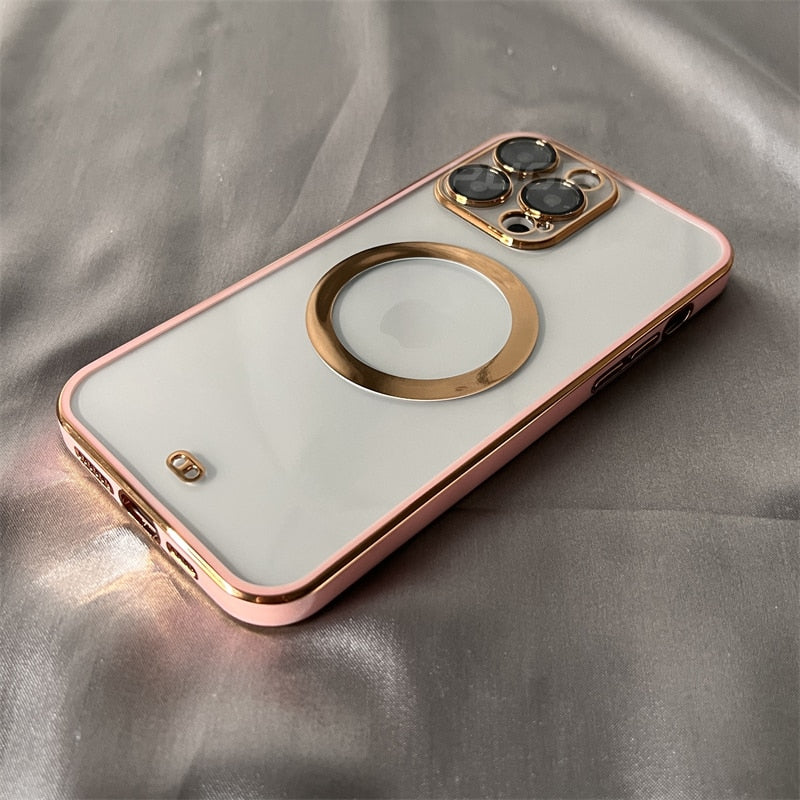 6D Plating Clear MagSafe iPhone Case - HoHo Cases For iPhone 12 / Pink