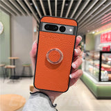 Stylish Leather Google Pixel Case with Magnetic Ring - HoHo Cases For Google Pixel 7 / Orange