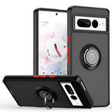 Fashion Matte Google Pixel Case with Ring Stand - HoHo Cases For Google Pixel 7 / Black Red