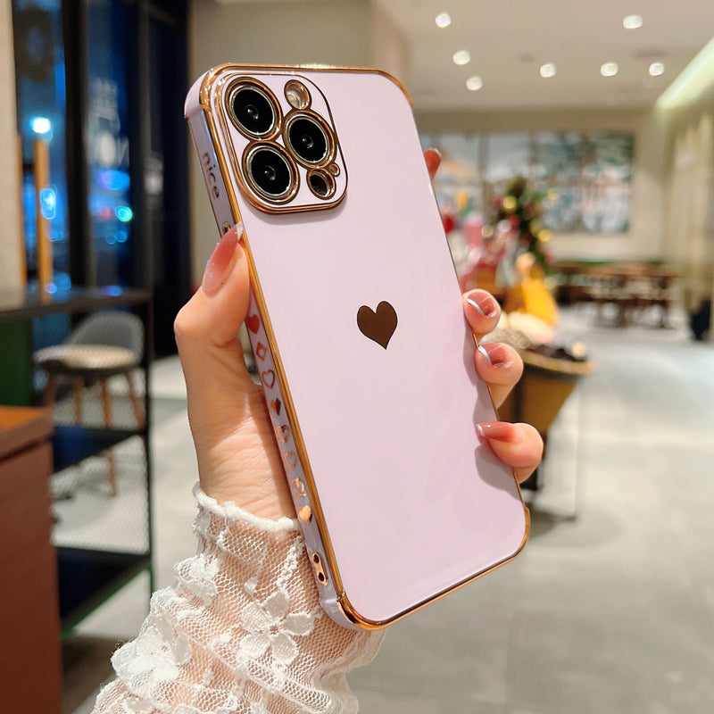 Heart Pattern Luxury Plating iPhone Case - HoHo Cases For iPhone 13 Mini / Purple
