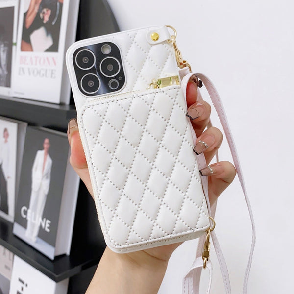 Zipper Wallet Leather iPhone Case - HoHo Cases For iPhone 14 Pro Max / White