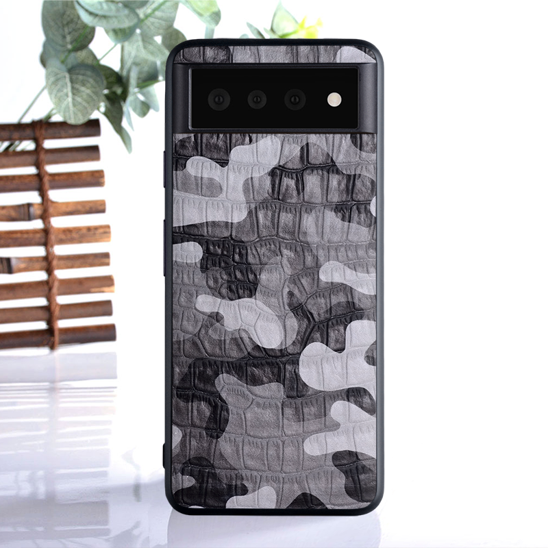 Camouflage Leather Soft TPU Google Pixel Case - HoHo Cases Google Pixel 6 / Gray