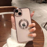 Transparent iPhone Case with Logo Hole - HoHo Cases For iPhone 13 Pro Max / Pink