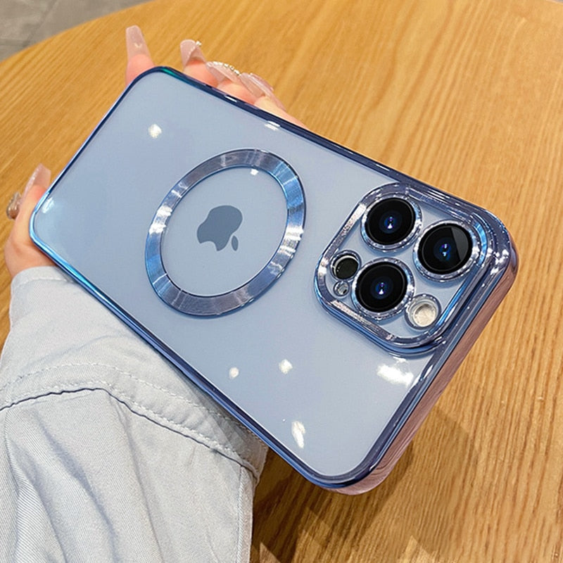 Transparent MagSafe Plating iPhone Case - HoHo Cases For iPhone 11 / Classic Blue