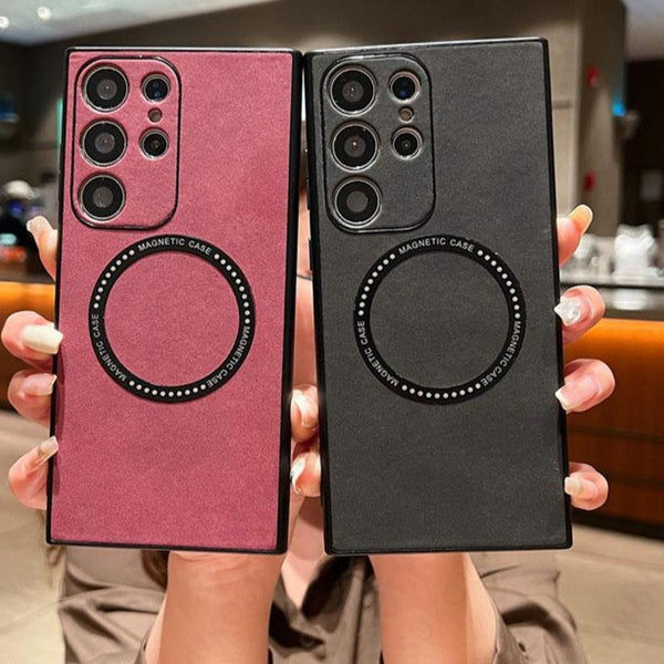 Shockproof Suede Leather MagSafe Samsung Case
