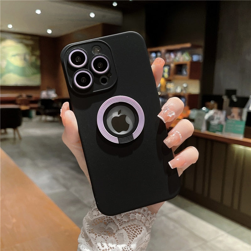 Matte Logo Hole iPhone Case with Ring Holder - HoHo Cases For iPhone 11 / C