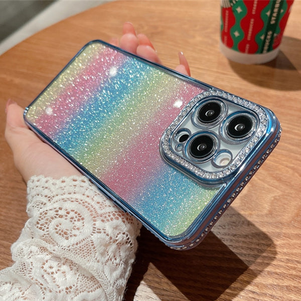 Glitter Rainbow Gradient iPhone Case - HoHo Cases For iPhone 8 / Light Blue