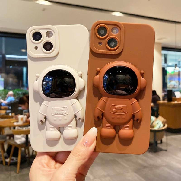 3D Bracket Astronaut Silicone iPhone Case