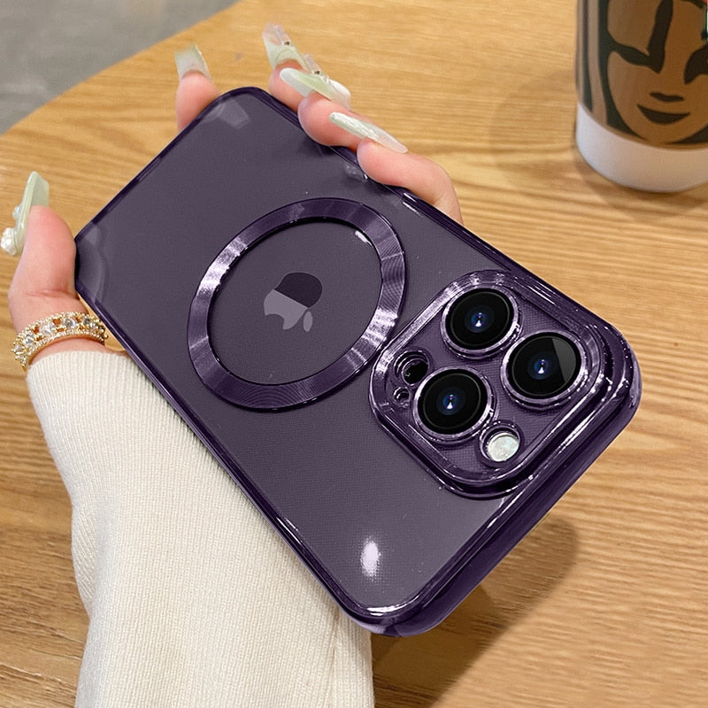 Transparent MagSafe Plating iPhone Case - HoHo Cases For iPhone 11 / Classic Purple